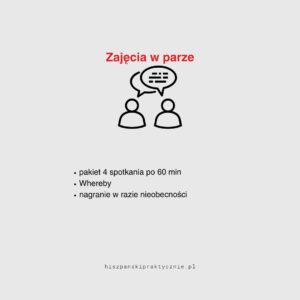 Pakiet 4 spotkań online / osoba – zajęcia w parze
