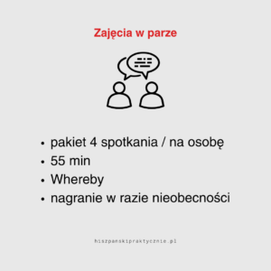 Pakiet 4 spotkań online / osoba – zajęcia w parze
