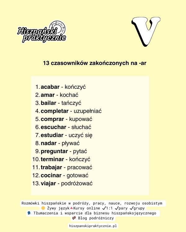 13 czasownikow na ar - Znasz już te hiszpańskie czasowniki regularne z końcówką -ar?